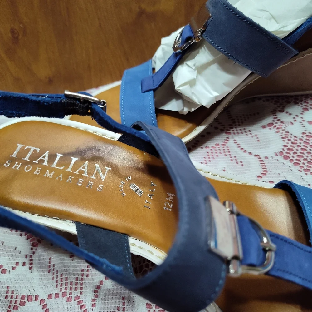 Italian Shoemaker Leather Upper Navy Blue Size 12 NIB